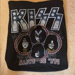 KISS Black Tee with White, Red and Silver Graphic